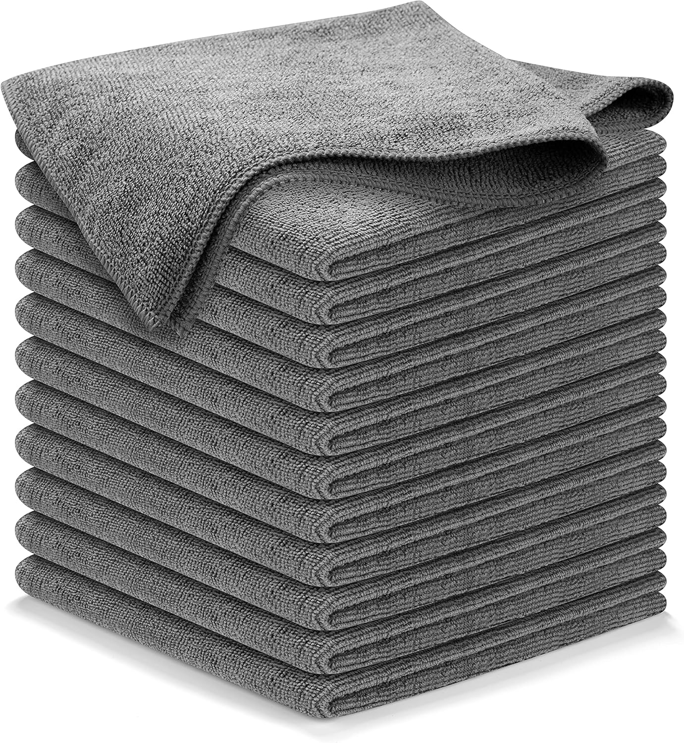 A1U4ZA-OJmS._AC_SL1500_.jpg USANOOKS Microfiber Cleaning Cloth Grey - 12 Pcs (12.5"x12.5") - High Performance - 1200 Washes, Ultra Absorbent Microfiber Towel Weave Grime & Liquid for Streak-Free Mirror Shine - Car Washing Cloth - Image 1