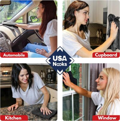 USANOOKS Premium 300GSM Microfiber Cleaning Cloth - 12.5"x12.5" High Performance - 1200 Washes, Ultra Absorbent Microfiber Towels for Cars Undercarriage, Rims & Engine Bay Cleaning - Microfiber Cloth - Image 3