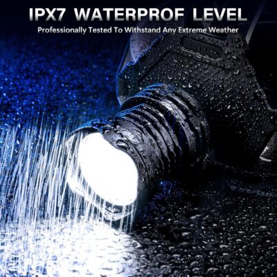 AKNEAR Rechargeable LED Headlamp Super Bright, 4500 High Lumens Head Lamp Zoomable, 25Dys+ Runtime & 12 Mode & Lightweight Comfort & 125° Adjustable Waterproof Head Light for Outdoor (2 Pack) - Image 6