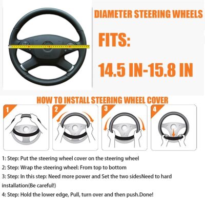 Elastic Stretch Car Steering Wheel Cover, Breathable Microfiber Ice Silk Vehicle Steer Wheel Protector for 15Inch, Anti-Slip Auto Interior Accessories Universal for SUV, Truck, RV (Black) - Image 2