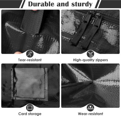 6 Pack Extra Large Heavy Duty Moving Bags with Reinforced Zipper & Wide Handles, Moisture-Resistant Storage Bins Packing Cubes for Clothes, College Dorm, Travel, and Home Organization, Black - Image 5