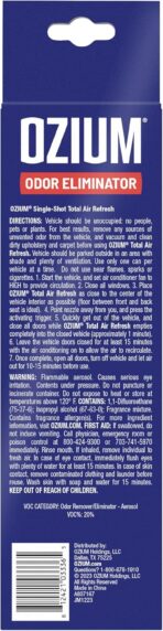 OZIUM Air Freshener Odor Eliminator, 2oz Single Shot Total Air Refresh & Car Air Freshener – Carbon Black – 4 Pack - Image 8