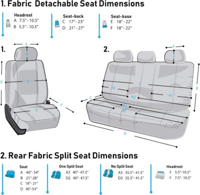 FH Group Car Seat Covers Full Set Premium Cloth - Universal Fit, Automotive, Low Back Front Washable Seat Covers, Airbag Compatible, Split Bench Rear Seat for SUV, Sedan Beige - Image 12