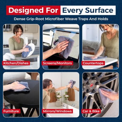 USANOOKS Microfiber Cleaning Cloth Grey - 24 Pcs (12.5"x12.5") - High Performance - 1200 Washes, Ultra Absorbent Microfiber Towel Weave Grime & Liquid for Streak-Free Mirror Shine - Car Washing Cloth - Image 4