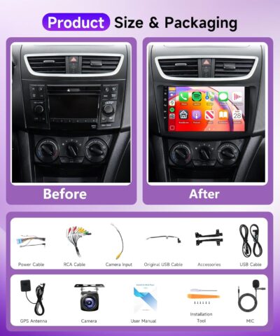 8 Core 6G+128G Car Radio for Suzuki Swift 2011-2017 Rimoody Android Car Stereo Carplay Android Auto DSP 9 Inch Touchscreen Bluetooth FM RDS GPS WiFi Mirror Link Backup Camera - Image 7