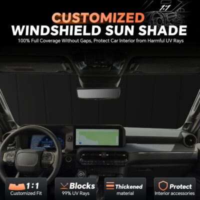 Windshield Sun Shade for Lex-us GX550 GX 550 2024-2026 Custom Fit Accordion Folding Design Window Sunshade Car Accessories, Full Coverage Sun Visor Protector - Blocks 99% UV Rays - Image 3
