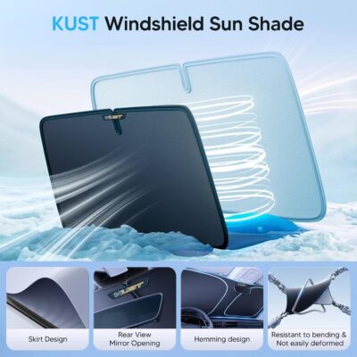 KUST Windshield Sun Shade for Toyota Tacoma Accessories 2016-2025 2026 2Dr 4Dr Pickup Truck, Custom Fit Car Front Window Sunshade Sun Visor Protector Foldable Blocks UV Rays Keep Car Cooler - Image 4