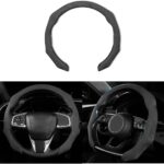 Mandark Car Steering Wheel Cover, Suede Sport Vehicle Steer Wheel Protector Fitting 15 Inch, Non-Slip Comfortable Automotive Interior Decoration Accessories, Universal for Most Cars (Black)