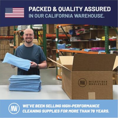 MW Pro Multi-Surface Microfiber Towel – 12 Pack | Premium Cleaning Cloth | Clean, Buff, Dust, Polish, Absorb | Large 16"x16" (Blue) - Image 7