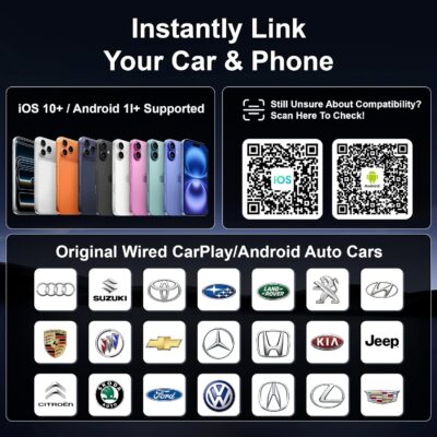 2026 Upgraded Mini Wireless CarPlay Adapter for CarPlay & Android Auto, Plug & Play, Fast, Auto Connect, No Latency 2in1 Car Play Wireless Adapter for iPhone iOS 10+ Android 11+ Information Display - Image 7