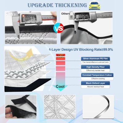 KMF Thicken Car Window Shades for Toyota RAV4 2019-2025 Accessories, 5th Gen RAV 4 Full Car Window Covers Sunshade for Windshield Side Rear,UV Block and Blackout Privacy for Car Camping Outdoor 8pcs - Image 2