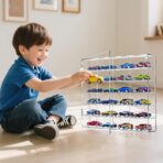 2 Pack Display Case for Hot Wheels - Acrylic Showcase & Storage Organizer - No Assembly Required for NASCAR Matchbox, Collectible Cars & Model Vehicles - Image 3