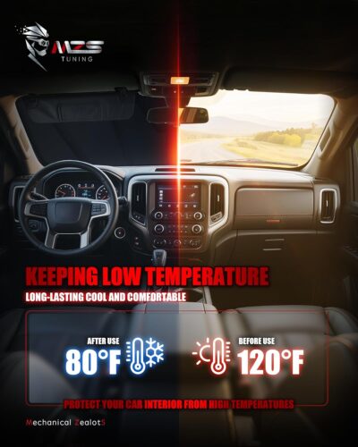 MZS Windshield Sun Shade Compatible with Grand Cherokee/L 2022-2026, Foldable Car Front Window Sunshade with Storage Pouch, Sun Visor Shield Accessories for Interior Protector - Image 4