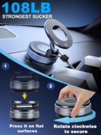snanlen Upgraded 360° Nano Gel Vacuum Magnetic Phone Holder, Car Phone Holder for Magsafe[108+LBS Strongest Suction & 3000gf Strongest Magnetic], Car Phone Mount for Car/for iPhone 17 Pro Max White - Image 3