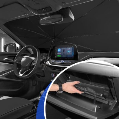 Upgraded Car Windshield Sun Shade Umbrella, Car Shade Front Windshield Sun Shade, Foldable Umbrella for Block UV Rays & Sun Heat Protection, 57"X31" - Image 5