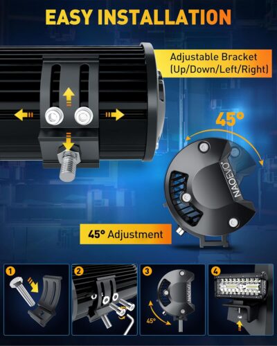 NAOEVO 7 Inch LED Light Bar, 240W 24,000LM LED Pods/Off Road/Fog/Driving Lights with Spot Flood Combo for Truck Boat UTV ATV, 2-Pack (White) - Image 5