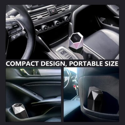 Ginsco Car Trash Can Cup Holder, Mini Car Trash Can with Lid, Car Accessories for Interior, Leakproof Small Trash Cup for Car, Home, Office, Bedroom with Additional 2 Hooks and 90pcs Trash Bags Black - Image 2