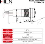 2PCS 12mm (1/2") Yellow LED indicator Light Waterproof Metal Signal Lamp 5V 12V 24V IP67 Pilot Dash Head for Car Industrial equipment Light (12v-Brass Nickel Yellow 2PCS) - Image 5