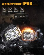 Auxbeam 4 Inch LED Pod Light, 92W V-MAX Series Square Offroad Driving with Amber DRL, 270° Spot Flood Combo Beam Side Shooter Cube Work Auxiliary Lights with Yellow Cover for Truck SUV ATV UTV - Image 6