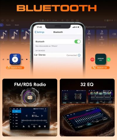 4G+64G Rimoody Android 15 Car Radio Wireless Carplay for Mitsubishi Lancer 2008-2017, 10.1 Inch Car Stereo Android Auto GPS Navigation 5G-WiFi EQ Touch Screen Bluetooth 5.0 SWC Backup Camera - Image 5