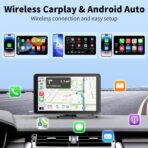 CarPlay Screen for Car, 9'' Wireless CarPlay & Android Auto - Smart Portable Touchscreen with Bluetooth/FM, Mirror Link, Voice Control, GPS Navigation, Plug & Play Car Play Screen, Silver - Image 2