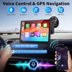 CarPlay Screen for Car, 9'' Wireless CarPlay & Android Auto - Smart Portable Touchscreen with Bluetooth/FM, Mirror Link, Voice Control, GPS Navigation, Plug & Play Car Play Screen, Silver - Image 3
