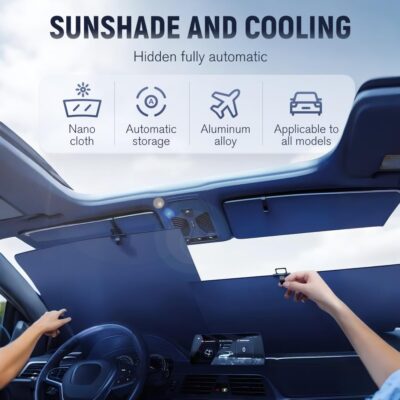 2026 Upgraded Automatic Retractable Sunshade for Car,Retractable Sunshade for Car Windshield Roller Shades for 99% UV Blocking Protects and Heat Protection 27x53inch(1Set+4 Side Windows) - Image 2