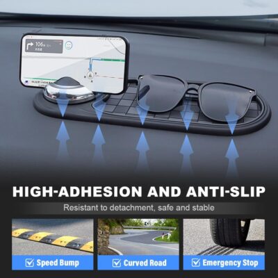 Multifunctional Car Anti-Slip Mat, Dashboard Mat with Temporary Parking Number Display, One-Size-Fits-All Anti-Slip Car Mat with 360° Rotatable Phone Bracket (Style B-1) - Image 4