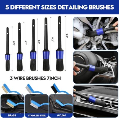 Qydipclin 41Pcs Car Detailing Kit, Car Detailing Brush Set, Car Wash Cleaning Kit, Car Detailing Brushes, Professional Car Care Kit for Interior Exterior Wheels, Blue - Image 6