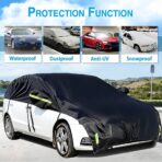 Half Car Cover All Weather Car Body Cover for All Season Sunshade Cover Snow Cover Waterproof 420D Oxford Fabric (Fit MPV/SUV) - Image 4
