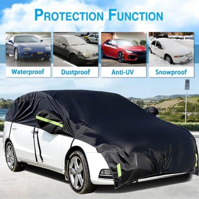 Half Car Cover All Weather Car Body Cover for All Season Sunshade Cover Snow Cover Waterproof 420D Oxford Fabric (Fit MPV/SUV) - Image 4