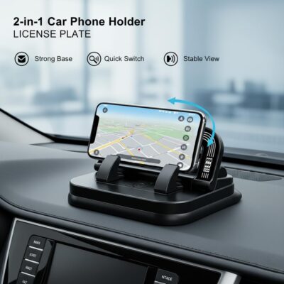 Car Phone Holder 360 Degree Rotation, Car Navigation Dashboard Phone Mount, Suction Cup Car Phone Holder, Horizontal and Vertical Screen Adjustment, Compatible with Smartphones. (Black, 1 PC) - Image 3