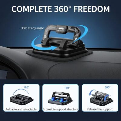 Car Phone Holder 360 Degree Rotation, Car Navigation Dashboard Phone Mount, Suction Cup Car Phone Holder, Horizontal and Vertical Screen Adjustment, Compatible with Smartphones. (Black, 1 PC) - Image 5