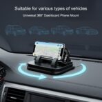 Car Phone Holder 360 Degree Rotation, Car Navigation Dashboard Phone Mount, Suction Cup Car Phone Holder, Horizontal and Vertical Screen Adjustment, Compatible with Smartphones. (Black, 1 PC) - Image 8