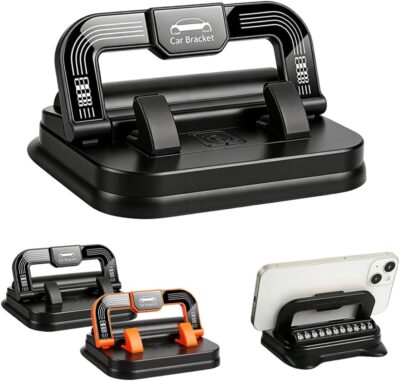 Car Phone Holder 360 Degree Rotation, Car Navigation Dashboard Phone Mount, Suction Cup Car Phone Holder, Horizontal and Vertical Screen Adjustment, Compatible with Smartphones. (Black, 1 PC) - Image 9