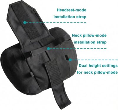 2PCS Car Pillow for Car Neck Pillow for Driving Seat Neck Support Soft Cushion Back Support Head-Rests for Vehicle Sleeping with Elastic Adjustment Strap (Black, Head) - Image 5