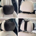 2PCS Car Pillow for Car Neck Pillow for Driving Seat Neck Support Soft Cushion Back Support Head-Rests for Vehicle Sleeping with Elastic Adjustment Strap (Black, Head) - Image 6