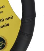 Steering Wheel Cover, Black, Real Genuine Leather, Small, 14 inch, for Men and Women, Universal, Stretch On, Heat Resistant, Stays Cool, Non-Slip, HANWOLF - Image 6