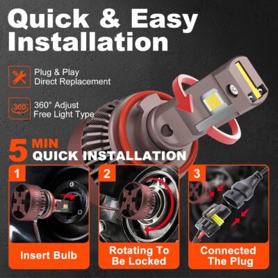 HIKARI 2026 Darkenex H4/9003 LED Foglight, 60000LM Pure White 6000K LED Bulbs, Plug & Play IP68 Waterproof Pack of 2 - Image 5