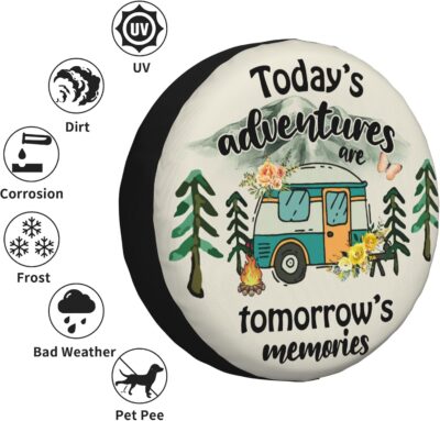 Spare Tire Cover for RV Camper Adventure, Weatherproof Universal Wheel Cover for RV Travel Trailer Camper Truck 15inch - Image 5
