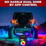16 Pods Five Sided RGB Rock Lights for Trucks Jeep UTV SUV ATV Golf Cart, Multi Chasing Color App/Remote Control Led Rock Lights with Music Mode, Waterproof Exterior Underglow Kits for Cars - Image 3