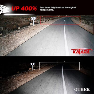 KATANA 9005 Light Bulbs,HB3 Bulb 400% Brightness 6500K White Plug and Play Mini Size Fog Light Bulbs of 2 - Image 2