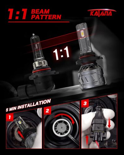KATANA 9005 Light Bulbs,HB3 Bulb 400% Brightness 6500K White Plug and Play Mini Size Fog Light Bulbs of 2 - Image 4