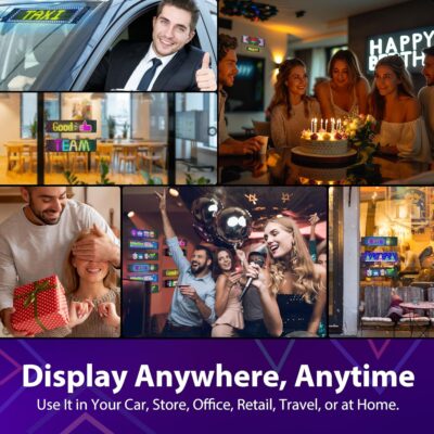 LED Eyes for Truck Windshield, 24'' x 5'' Ojos LED para Carro Devil Eyes Light for Car Programmable Flexible Customizable Store Sign Bluetooth App & Remote Control Custom Advertising Display Signs - Image 7