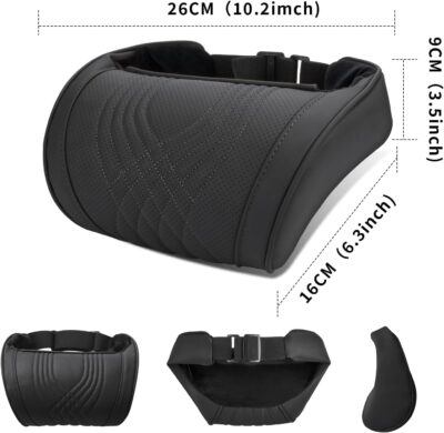 Car Neck Pillow for Driving Memory Foam Headrest Nappa Leather Head Rest for Most Cars SUV Home Office Traveling - Image 2
