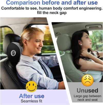 LIQUN Memory Foam Car Neck Pillow, Neck Support Pillow, Neck Support Pad Pain Relief, Adjustable Belt and Breathable Detachable, Suitable for Most Car Pillows Grey - Image 6