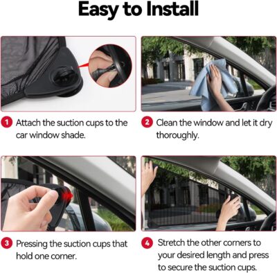 Car Window Shades，2 Pack Car Window Shade for Baby,Side Window Sun Shades Protect Child, Pets from Sun Glare and UV Rayse (29"x20") - Image 5