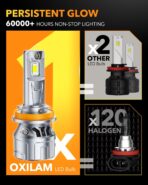 OXILAM Upgraded H11 LED Bulbs, 60000LM 12X Brighter H8 H9 Driving Lights, 6500K Cool White H16 Fog Light, 5-Mins Quick Installation, 60000H Lifespan, Plug and Play, Pack of 2 - Image 3