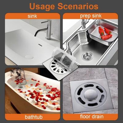 Disposable Hair Drain Stickers, New Upgrade Disposable Floor & Shower Drain Hair Catcher, Shower Drain Protector with Mesh Cover & Square Screen (20) - Image 3