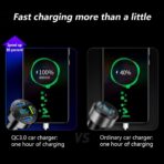 4 Ports USB Car Charger USB Adapter with Voltmeter,Type C Port PD 3.1/QC 3.0 Super Fast Charging Car Cigarette Lighter Plug for iPhone 14 13 12,S22 S21 S20,iPad Pro& More Mobil Phone (Black) - Image 3